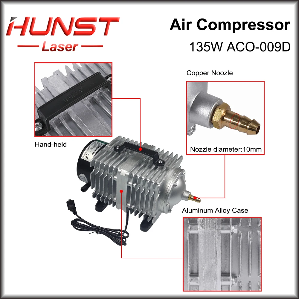 Imagem -04 - Hunst-compressor de ar Elétrico Bomba Magnética 110v 220v Aco009d para Gravação a Laser Co2 Máquina de Corte 135w