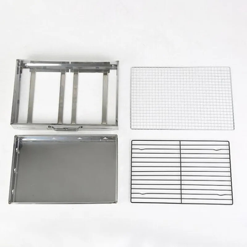 35*27*19.5cm Picnic BBQ Charcoal Grills for Barbecue & Sliver Outdoor Stainless steel Hiking Charcoal Camping Grill