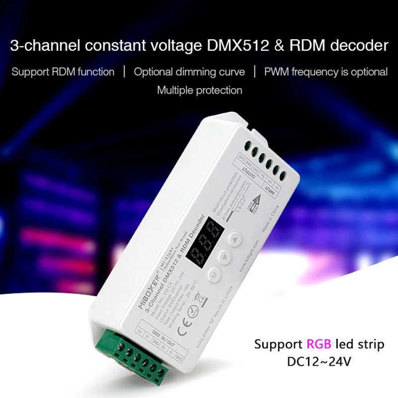 

Декодер DMX512, 3 канала, поддержка RDM, CV светодиодный Control ler, 12 В, 24 В, совместим с основным пультом дистанционного управления, Wi-Fi, для светодиодной ленты RGB