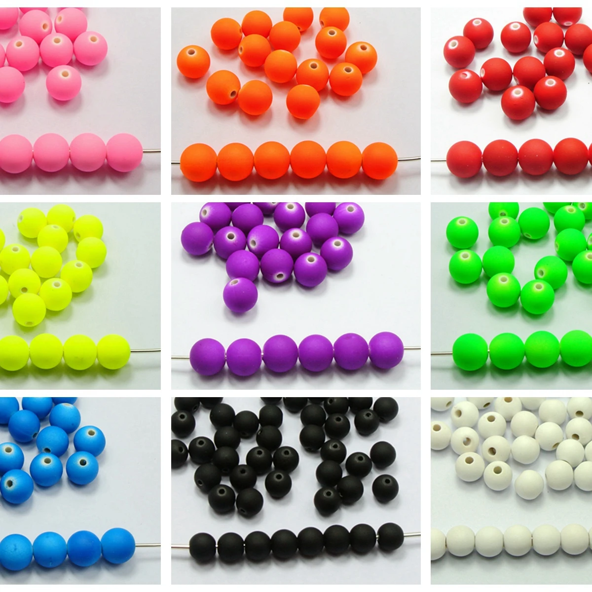 DIY Fluo Neon Beads Acrylic Round Beads 6-10mm(3/8\