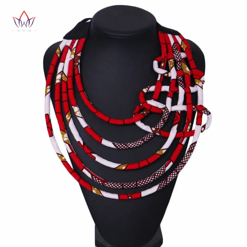 African Print Necklace Ankara Print Necklace African Ethnic Handmade Jewellery African Fabric Jewellery For Women None WYB339