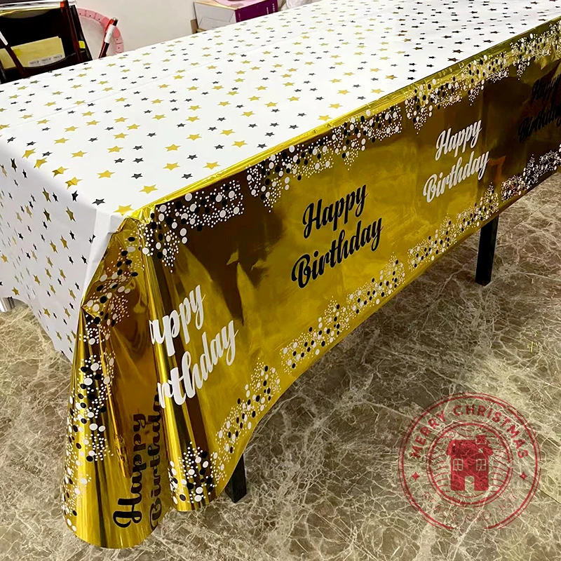 54×72inch Happy Birthday Decor Letter Printed Tablecloth Decoration Drawing Scene Layout Wedding Celebration Parti Table Suppl