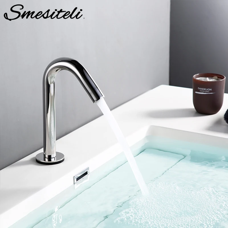 Smesiteli Bathroom Faucet Silver Induction Water Single Cold Convenient Induction Sensitive Water Kitchen Faucet