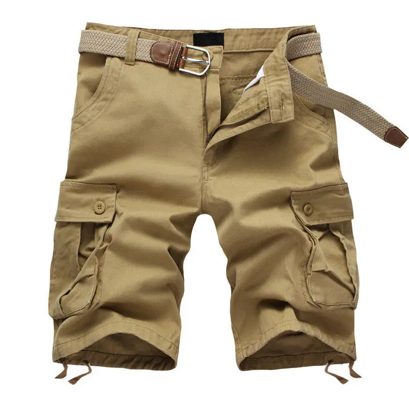 2024 Summer Men\'s Baggy Multi Pocket Military Cargo Shorts Male Cotton Khaki Mens Tactical Shorts Short Pants 29-44 No Belt