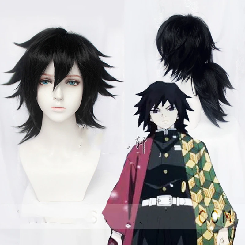 

Косплей парик из аниме «рассекающий демонов» томиока гиюу, киметсу, нет яибы, черный цвет, искусственные волосы, Хэллоуин, ролевая игра для взрослых