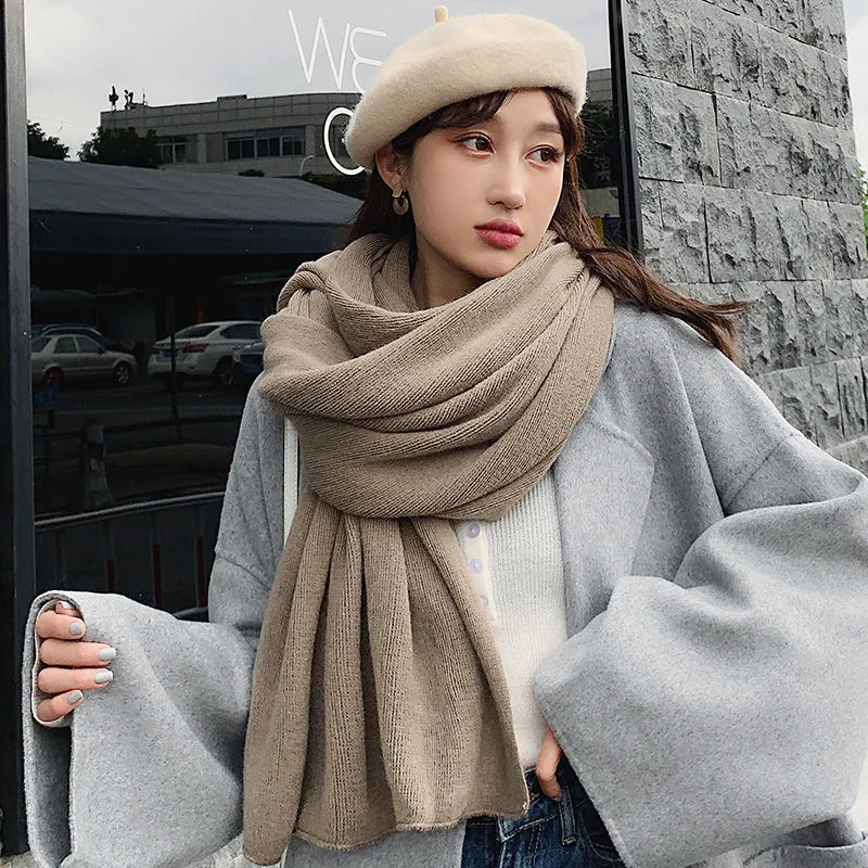 Winter Women\'s Scarf 2020 New Fashion Warm Shawl And Wrap Bandana Pashmina Female Solid Color Large Long Knitted Scarves