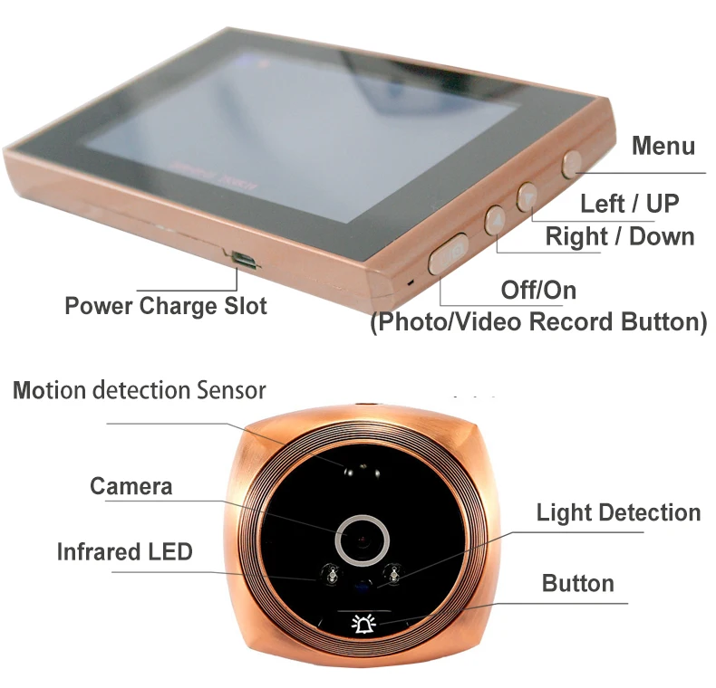 Auto Record Electronic Ring Night View Digital Door Viewer Entry Home Security Video Peephole Doorbell Camera Video-eye