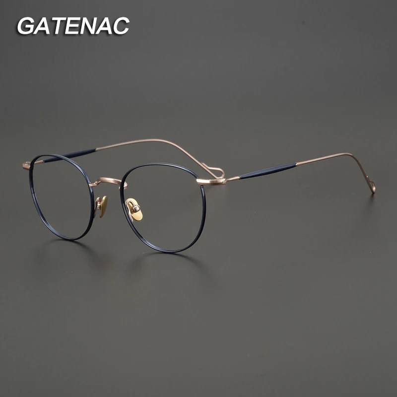 Vintage Luxury Brand Pure Titanium Eyeglasses Frame Women Men Round Myopia Prescription Optical Glasses Frame Male Retro Eyewear