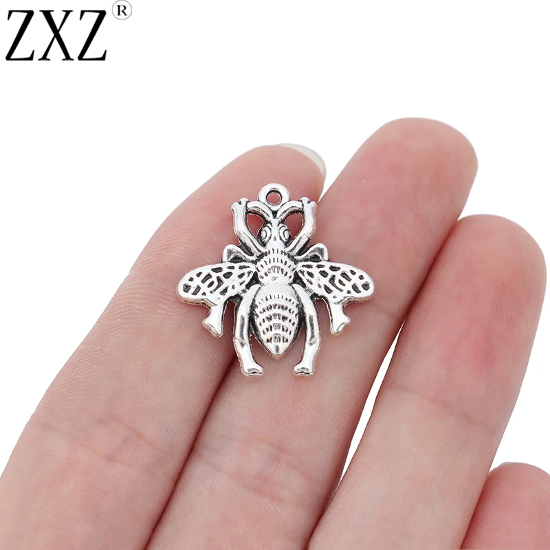 ZXZ 10pcs Bumble Bee Honeybee Insects Charms Pendants Beads for Necklace Bracelet Jewelry Making Finding 26x25mm