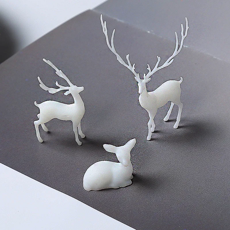 3Pcs 3D three-dimensional forest micro-landscape accessories crystal epoxy glue DIY filler decoration elk fairy deer model