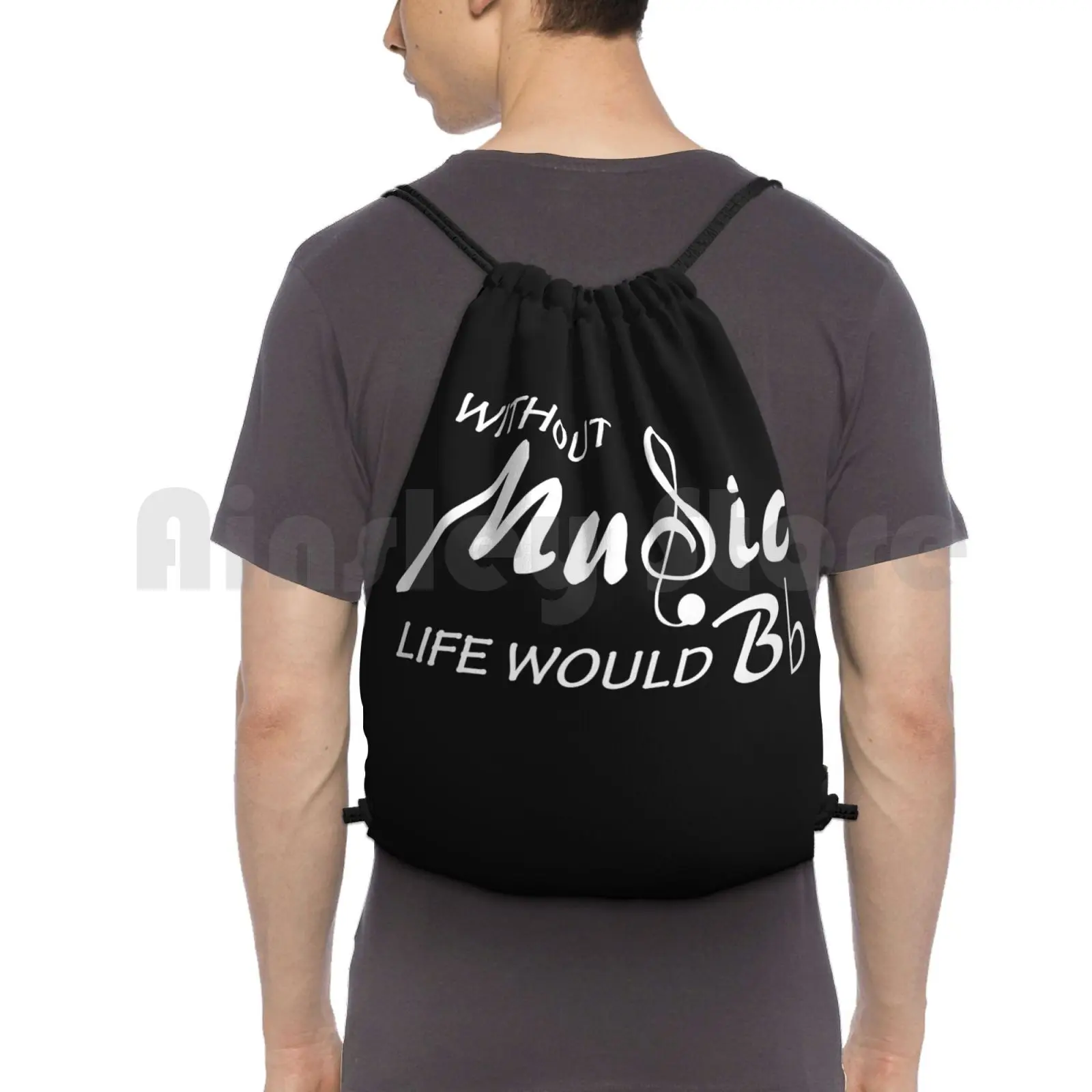 

Without Music Life Would B Flat Backpack Drawstring Bags Gym Bag Waterproof Without Music Life Would B Flat Musician