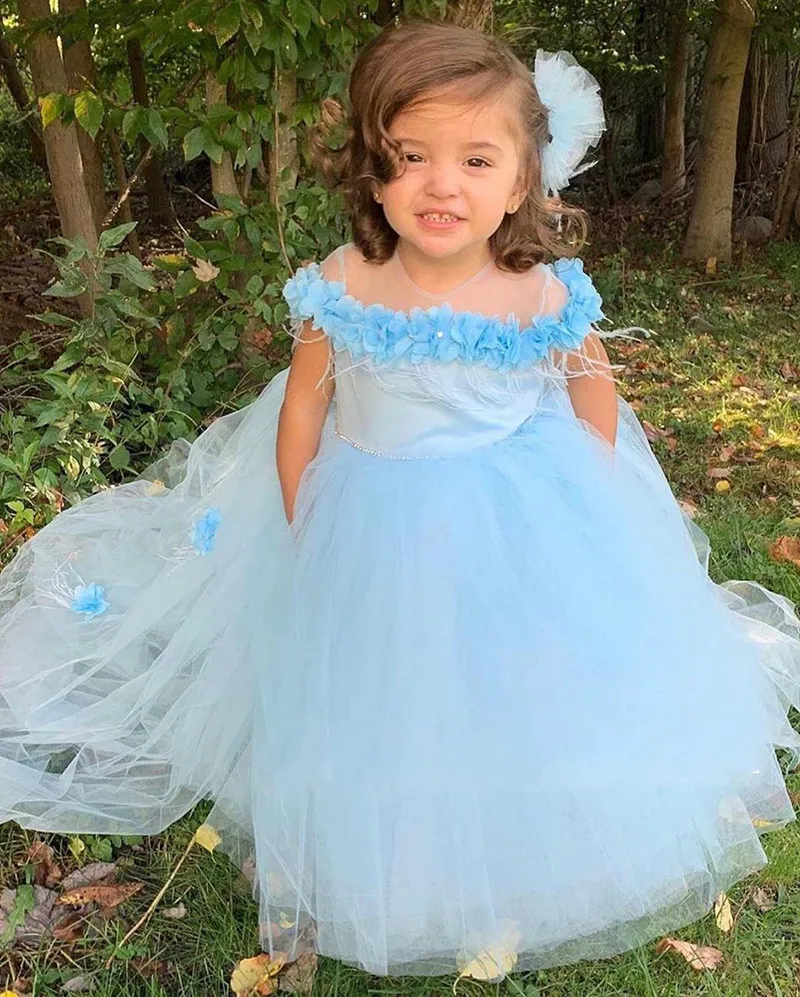 Abiti da ragazza di fiori per matrimoni Tulle Puffy Vestidos Daminha abiti da spettacolo da sera per bambini prima comunione BirthdayDresses