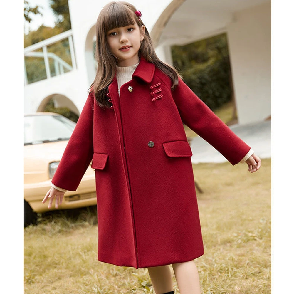 2021 Winter Teenage Girls Padded Cotton Woolen Coat High Quality Big Girls Long Outerwear Clothes Fashion Kids Jacet for Girls