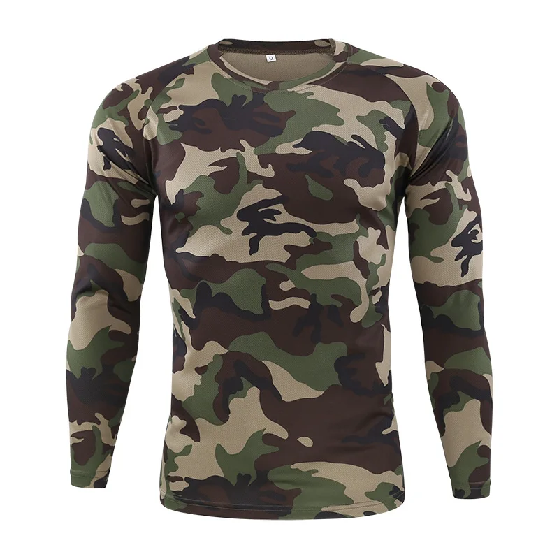 Camouflage T Shirt Men's Breathable Quick Dry Long Sleeve T-shirt Male Outdoor Sports Army Combat Tactical Military Camo Tshirts