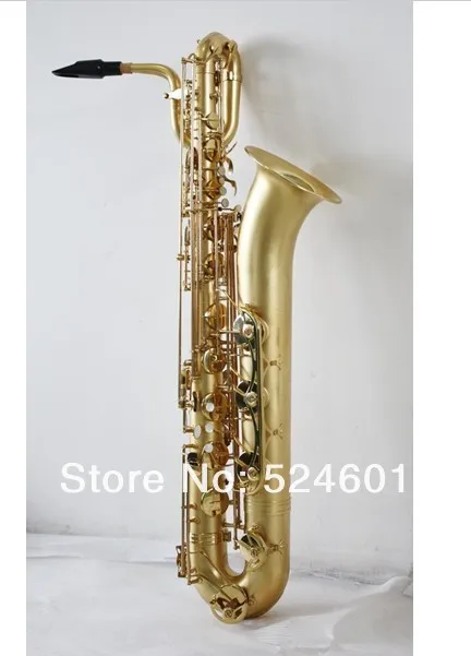 

New Arrival Unbranded E Flat Baritone Saxophone Brass Matte Gold Baritone Surface Sax Gold Lacquer Saxofone with Accessories