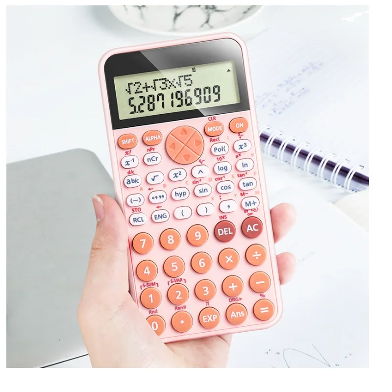 Calculadora de tela grande para estudantes, Nova função científica, Solar e bateria, 2 maneiras de fração de energia hiperbólica 240 funções