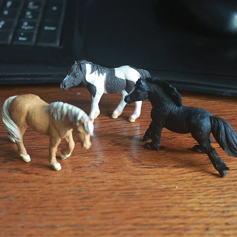 3pcs/set Miniature Decor Farm Animal Horse Model Hanoverian Appaloosa Lusitano Black White Steed Fairy Garden Action Figure Toys