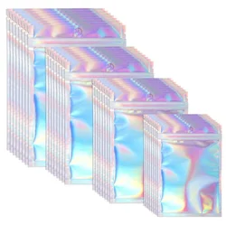 10Pcs 7.5x10/8.5x13/10x15cm Iridescent Holographic Plastic Opp Bag Pouch For Wrapping Favor Jewelry Packaging Business Wholesale