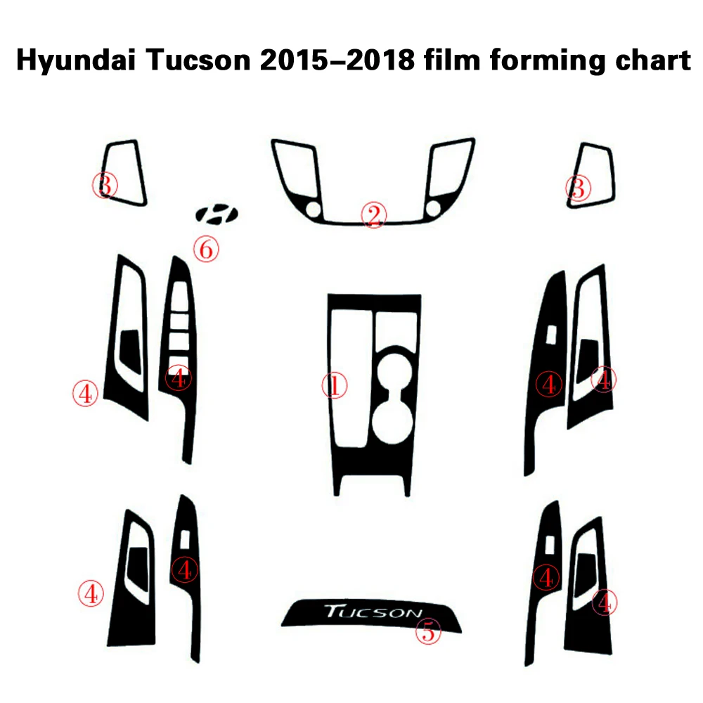 

5D Carbon Fiber Stickers For Hyundai Tucson 2015-2018 Interior Central Control Panel Door Handle Decals Car Stoor Handle Styling