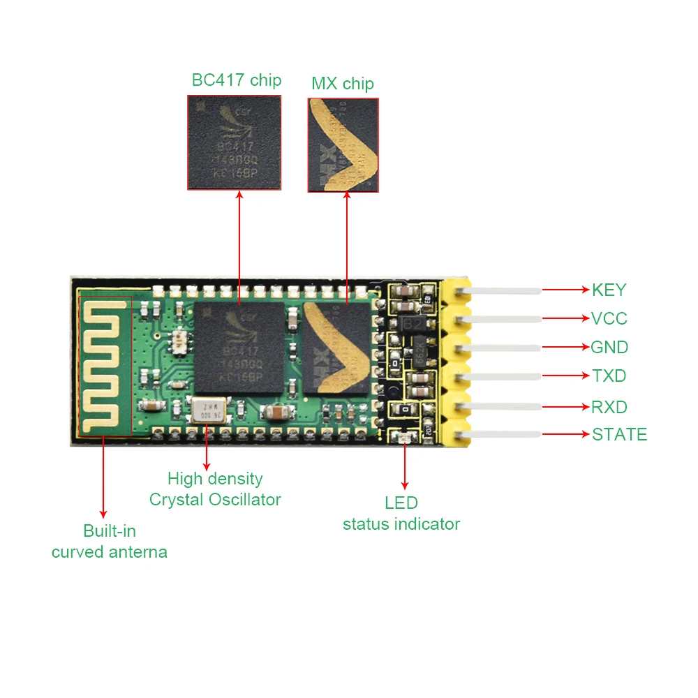 Keyestudio  HC-05 HC-06 BC417 Chip Master-Slave RF Wireless Transceiver Bluetooth  Module For Arduino DIY Electronic  Projects