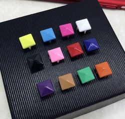 9mm Painting Square Pyramid Bracelet Rivet Claws Stud For Leather Craft Bag Hat Shoe Chocker Wallet Trims Jewelry Accessories