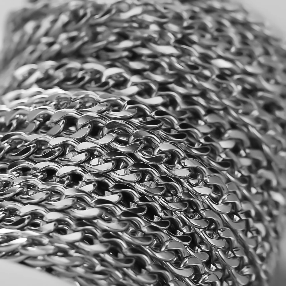 2 Meter Edelstahl-Curb-Ketten in Großpackung für DIY-Schmuckherstellung, Hip-Hop-Halsketten, Choker, Punk-Armbänder und Fußkettchen – Detail 4