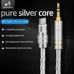 HIFI czyste srebro type-c do 2.5mm 3.5mm 4.4mm kabel Audio z męskiego na męskie 3.5mm AUX Audio kabel do prosa 6 i samochodowy sprzęt Audio kabel