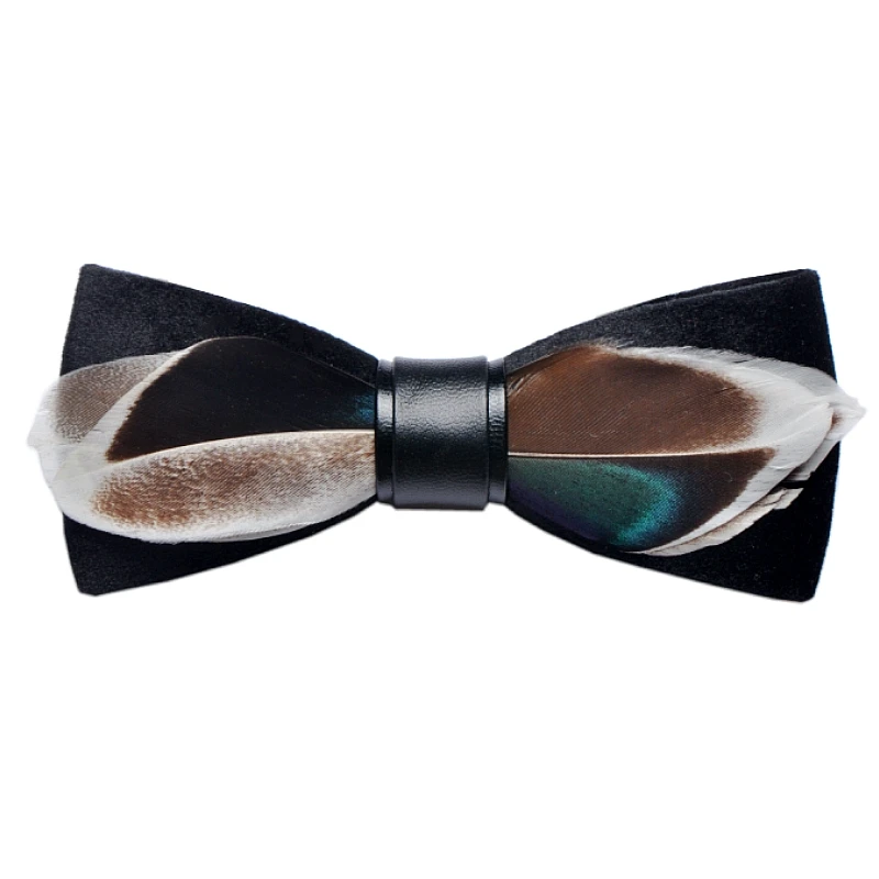 

New men's male female necktie velvet natural real feather business casual Korean bow tie groom wedding shirt accessory