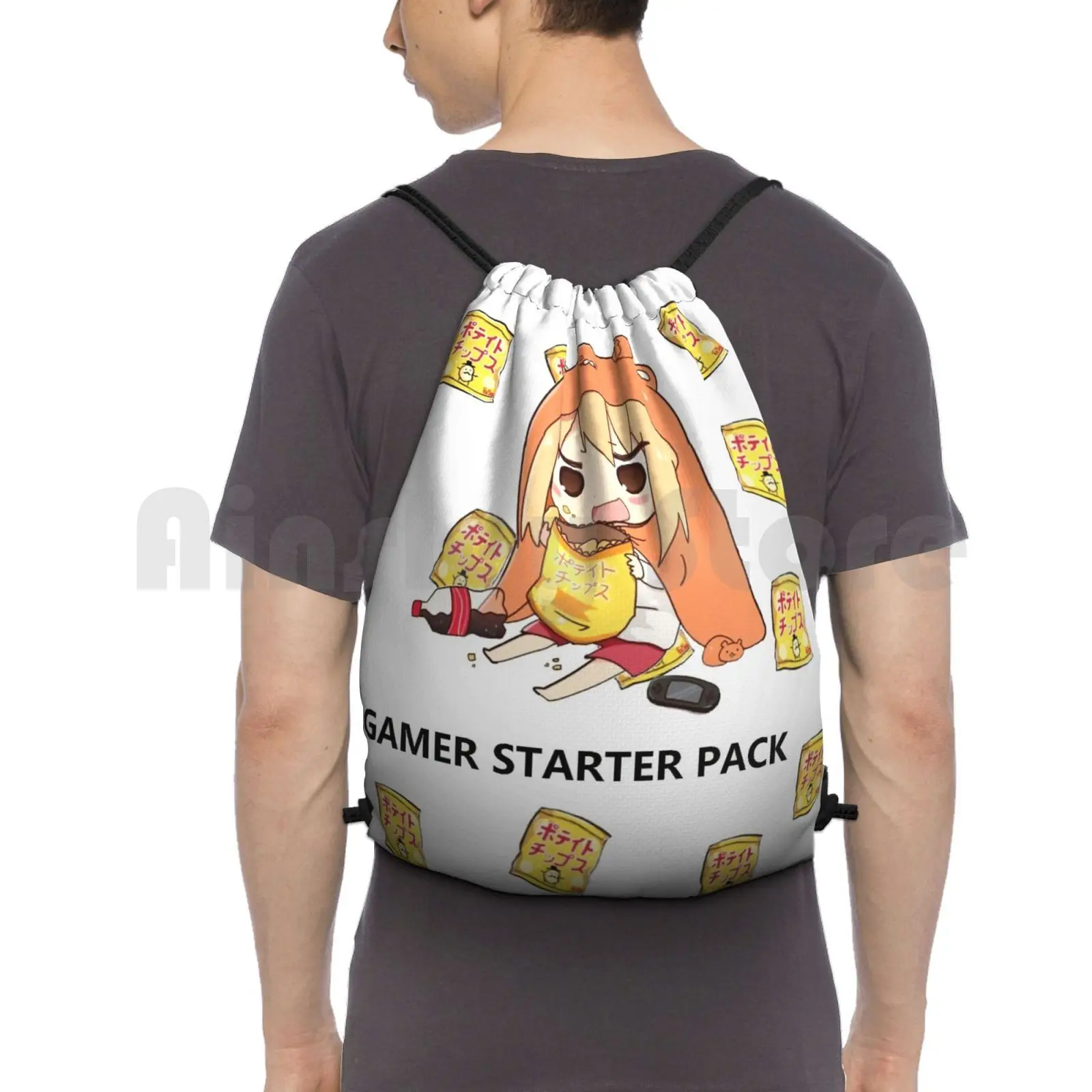 Himouto! Umaru Chan Gamer Backpack Drawstring Bag Riding Climbing Gym Bag Himouto Umaru Chan Umaru Chan Umaru Manga Anime