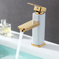 Gold Bathroom Faucet Hot and Cold Water Sink Mixer Tap Stainless Steel Washbasin Faucet Basin Faucet Single White Hole Tapware