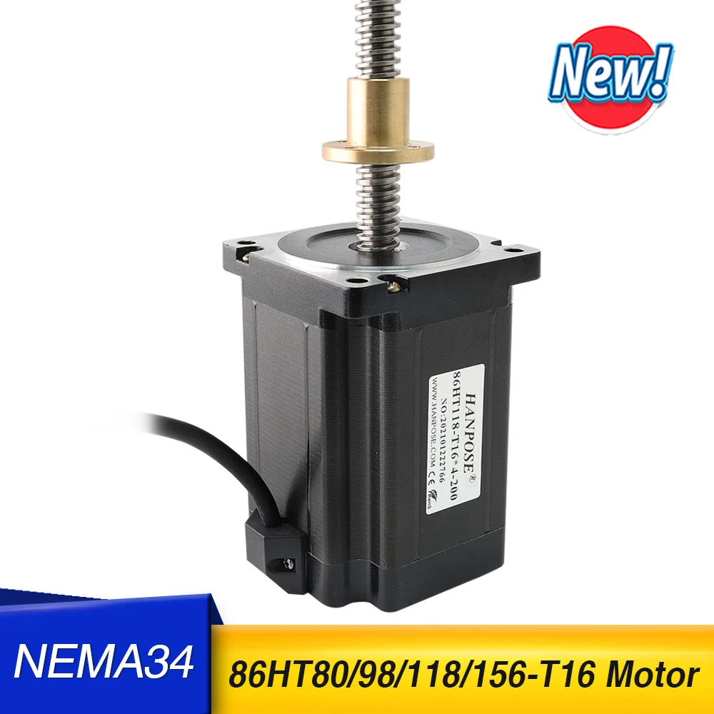 

nema34 screw torque 8N.M 6.0A 86HT118-T16 screw motor 100-500MM nema34 step motor 118MM For 3D Printer Monitor Equipment