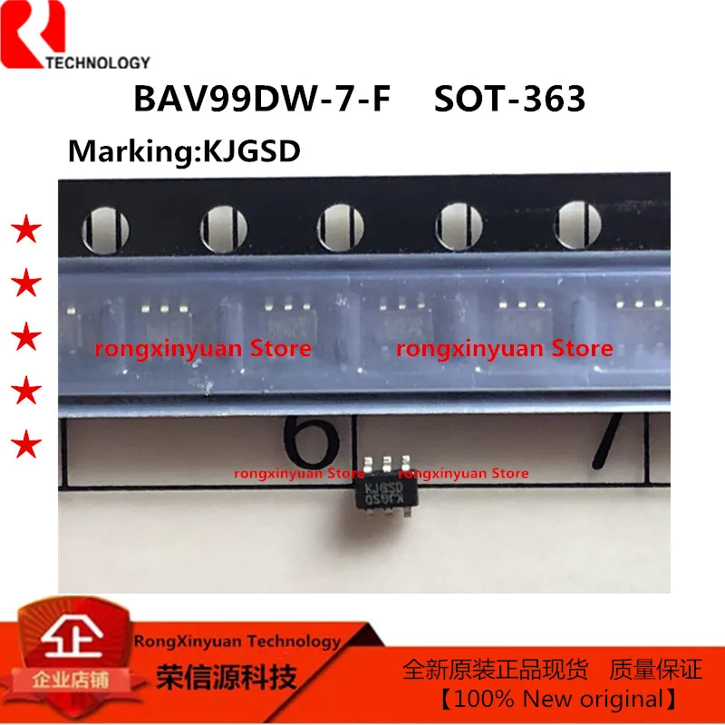 10 pcs/lot  BAV99DW-7-F KJGYM KJG SOT-363 BAV99DW BAV99 QUAD SURFACE MOUNT SWITCHING DIODE ARRAY  100% New original