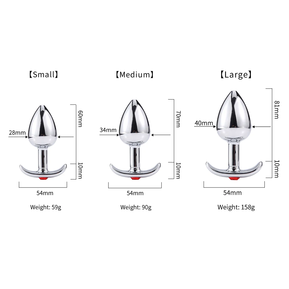 Runyu Intimate Metal Anal Plug with Crystal Jewelry Smooth Butt Plug Anal Beads Anus Dilator Anal Toy for Men Women Masturbation