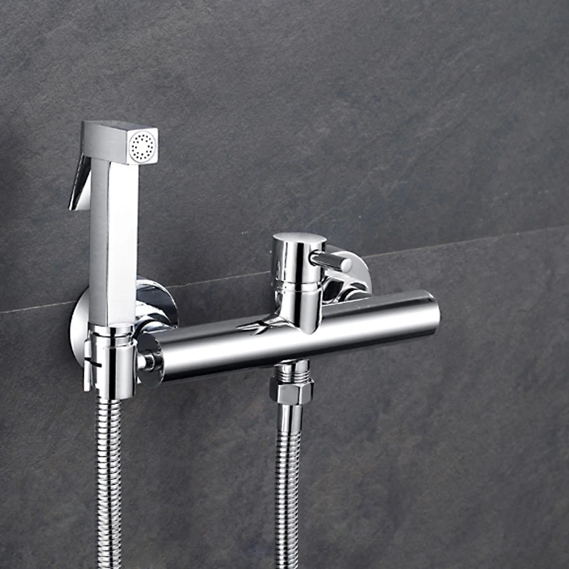 

Bidet Faucet Sets Chrome Brass Hot and Cold Toilet Corner Valve Handheld Hygienic Shower Head Wash Car Pet Sprayer Airbrush Taps