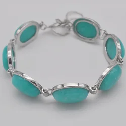 Amazonite Stone Beads Bracelet Bangle 8 Inch Jewelry For Woman Gift G062