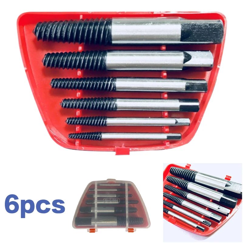 

New 6pcs Damaged Screw Broken Bolts Extractor Set 3mm-25mm Threaded Removal Tool