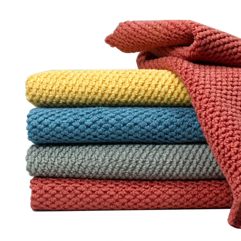 Pearl Absorbent Quick-Drying Cleaning Towel Coral Velvet Square Towel Four Packs Kitchen Towel Dishcloth Household Dishtowel