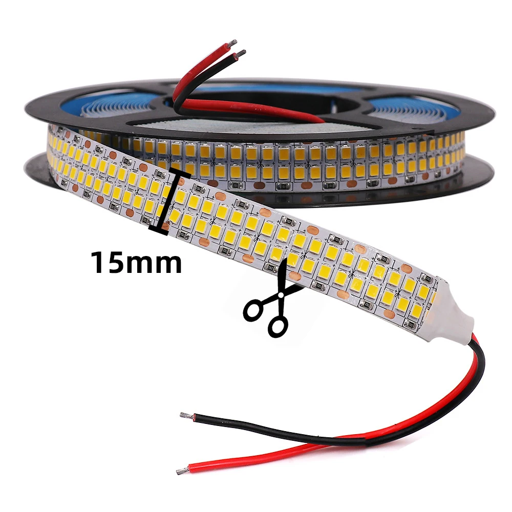 Imagem -03 - Fita Led Flexível de Linha Dupla Faixa Led Brilhante dc 24v 12v 3000k Branco Natural 4000k 6000k 50m 480 Leds por m