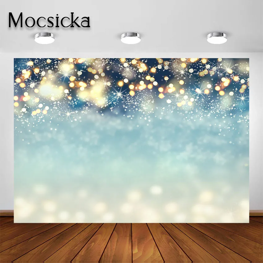 

Mocsicka Christmas Snowflake Photography Backdrops Winter Wonderland Party Glitter Bokeh Background for Photo Studio Photocall