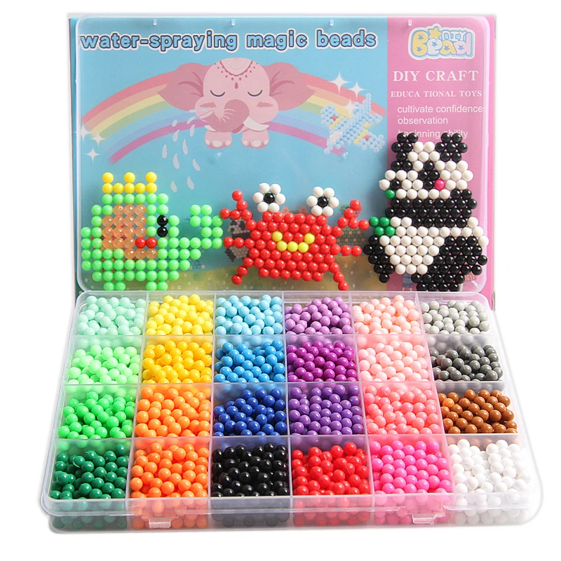 DIY water spray 6000pcs Picture book Refill Beads puzzle Crystal beads set ball games 3D handmade magic toys for children