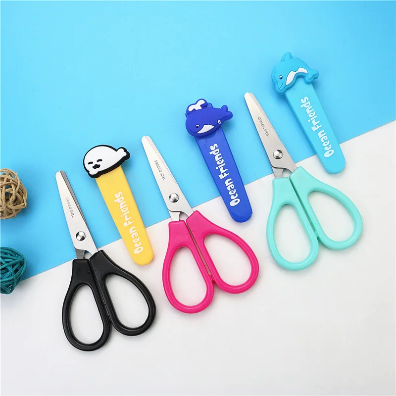 1PCS cute Marine animals student stationery scissors Child safety scissors paper cutting Crop tool