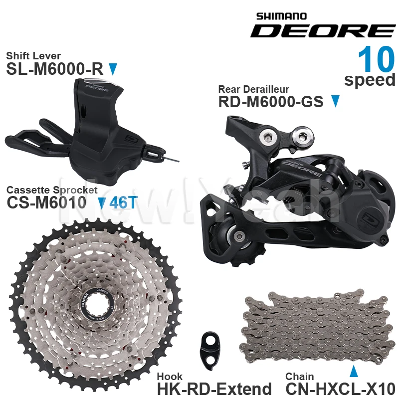 

SHIMANO DEORE 10 Speed Groupset M6000 Shifter Rear derailleur and High Quality Cassette Sprocket 42T/46T/50T Chain