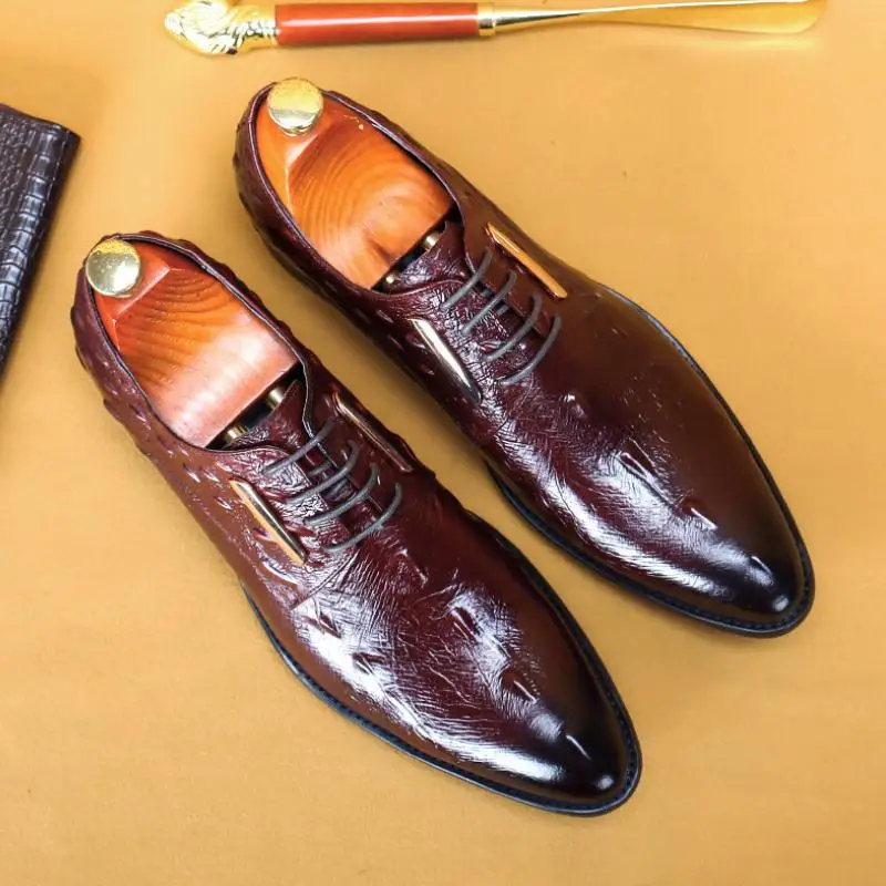 

Spring Autumn Mens Genuine Leather Dress Shoes Men Formal Suit Wedding Shoes British Business Gentleman Pointed Toe Shoes 37-46