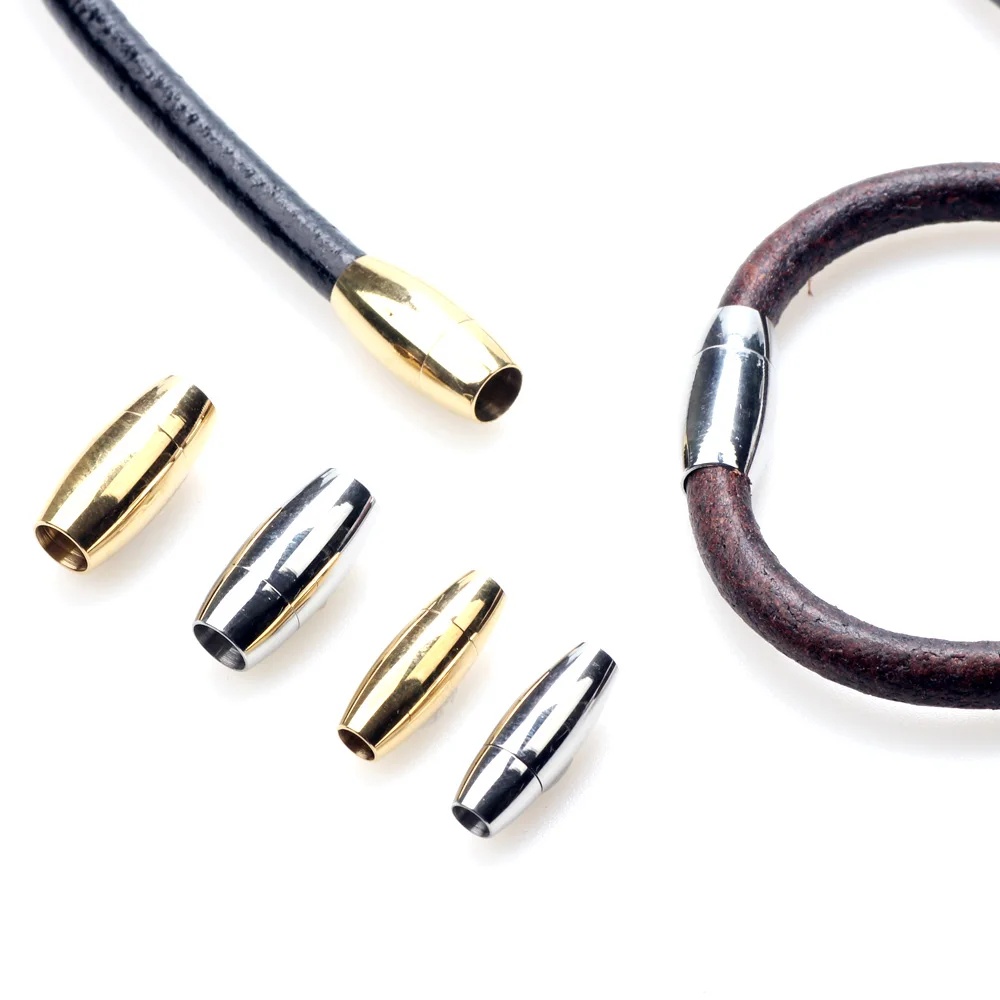 Hole 4/6mm 2set Stainless Steel Oval Magnetic Clasps Leather Cord Bracelet/necklace Buckle Never Fade Closure DIY Jewelry Making