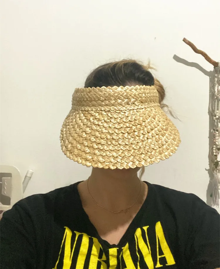 Luxury women casual raffia Sun visor cap Holiday outdoor beach caps UV protection Floppy hats Summer lady Straw hats