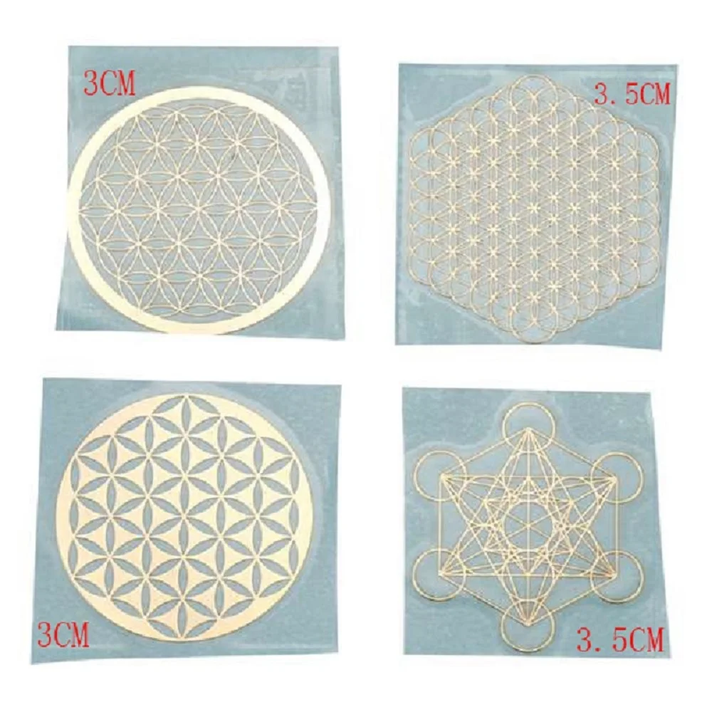 

4Pcs/Set New Metal Energy Decor Sticker Flower Of Life Phone stickers