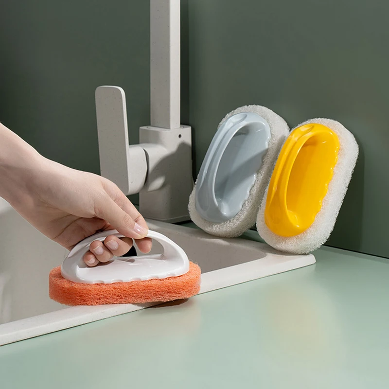 Kitchen Cleaning Brush With Handle Household Decontaminating Sponge Mutifuctional Dishwashing Bathtub Tile Floor Cleaning Tools