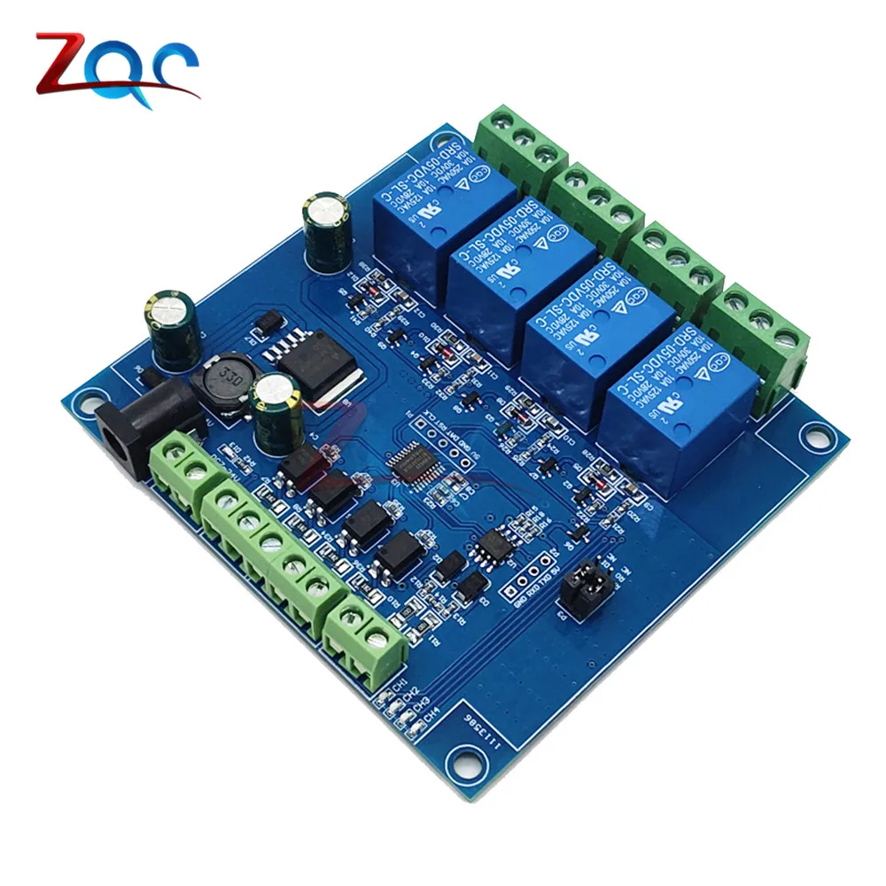 DC 7-24V Modbus-RTU 4 Channel Relay Module RS485 TTL Controller Switch Signal Input Output Anti-reverse Connection for Arduino