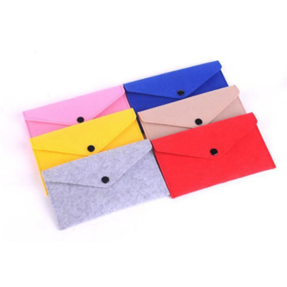 Felt Coin Wallet Women Men Purse Change Bag ID Credit Card Holder Cash Money Organizer Pouch Long Clutch With Buckle Solid Color