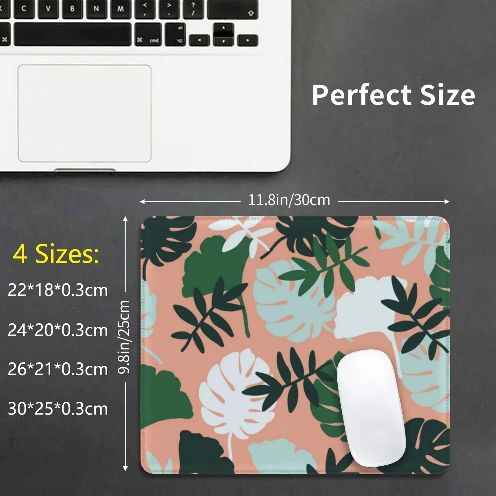 Jungle Foliage Pattern Mouse Pad DIY Print Green Jungle Leaves Leaf Trees Forest Rainforest Ginkgo Lush